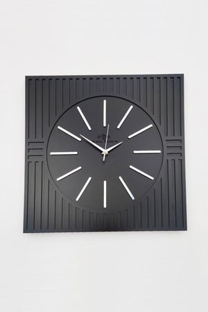 Square Line Pattern Silver Plexi Decorative Black&Silver Wall Clock - Swordslife