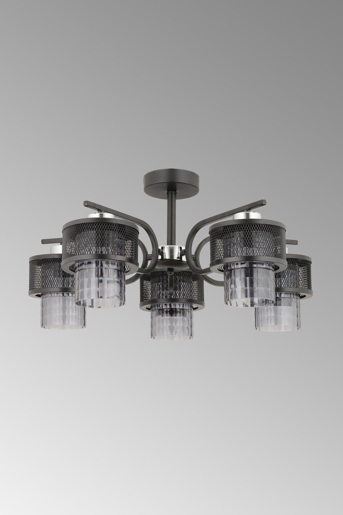 Karla 5 Lid Modern Smoked Plafonyer Chandelier - Swordslife