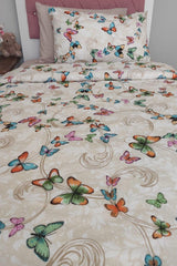 Butterfly Patterned Young Elastic Linen Single Duvet Cover Set - Swordslife