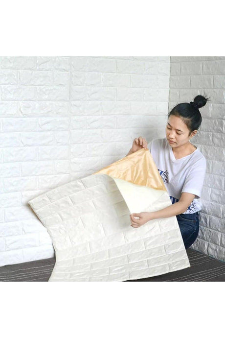 Self Adhesive Flexible Sponge White Brick Wallpaper Panel - Swordslife