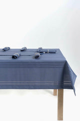 Linen Striped Tablecloth Indigo Blue - Swordslife