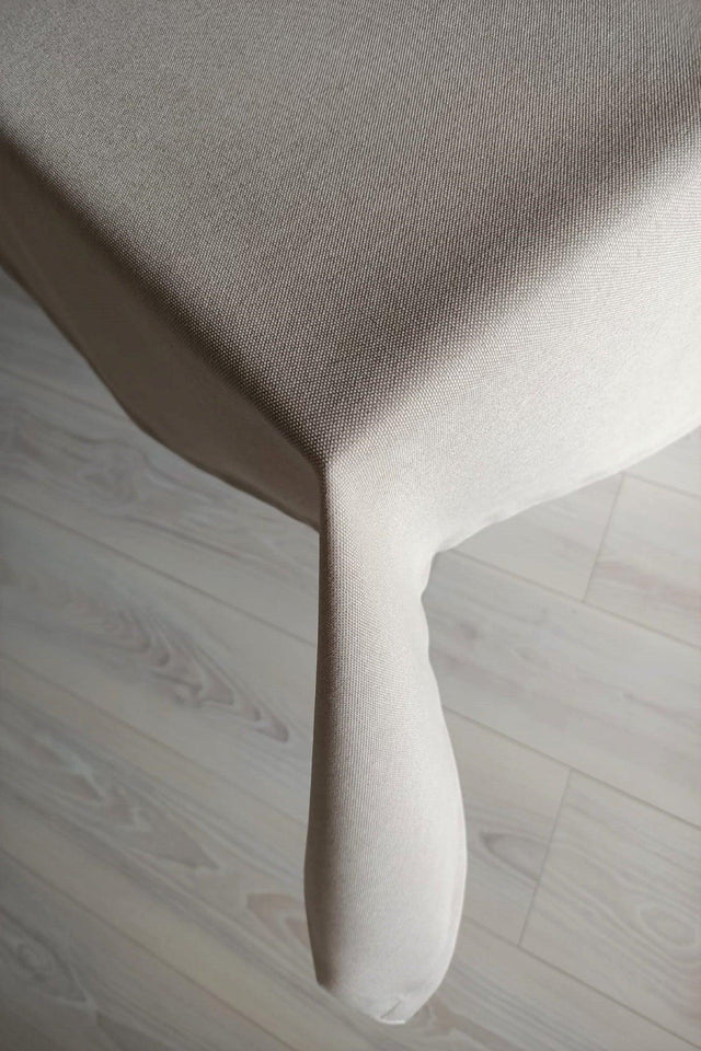 Linen Textured Premium Quality Stain Resistant Light Beige Table Cloth - Swordslife