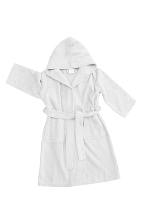 Kids Bathrobe Hooded White 100% Cotton - Swordslife