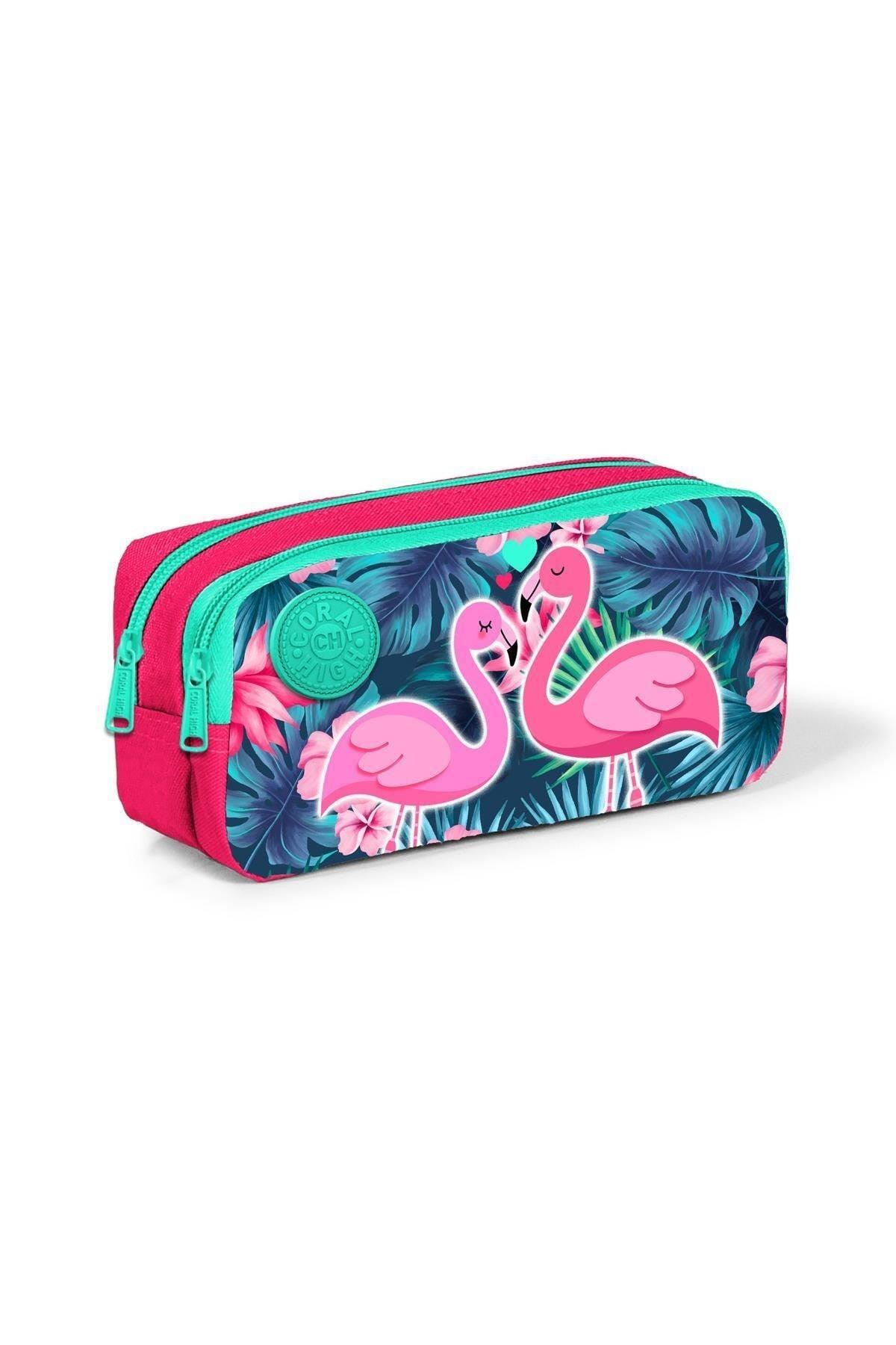 Kids Neon Coral Water Green Flamingo Patterned