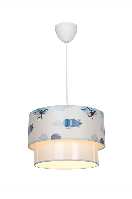 Kinderr Kids Room Blue Airplane And Helicopter Pattern Pendant Chandelier - Swordslife