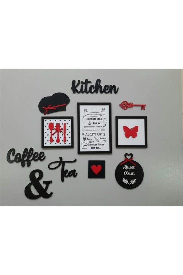 Red 11 Piece Kitchen Board Set Kitchen Coffee Tea Kitchen Rules Kitchen Decor - Swordslife