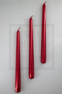 Red Triple Candlestick Luminous Candle Metallic Plated Body 1st Quality Long Stick Tapered - Swordslife