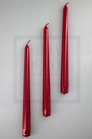 Red Triple Candlestick Luminous Candle Metallic Plated Body 1st Quality Long Stick Tapered - Swordslife