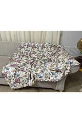 Red Flower Pattern Sofa Bed Seat Cover - Swordslife