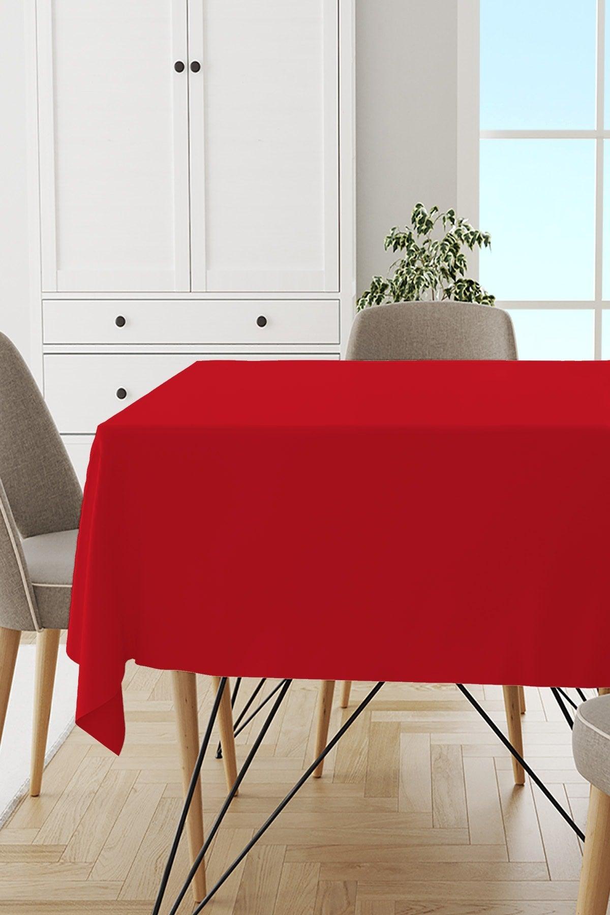 Red Plain Table Cloth Thai Feather Velvet Stain Resistant Washable Woven Fabric Plain Solid Color Mso023 - Swordslife