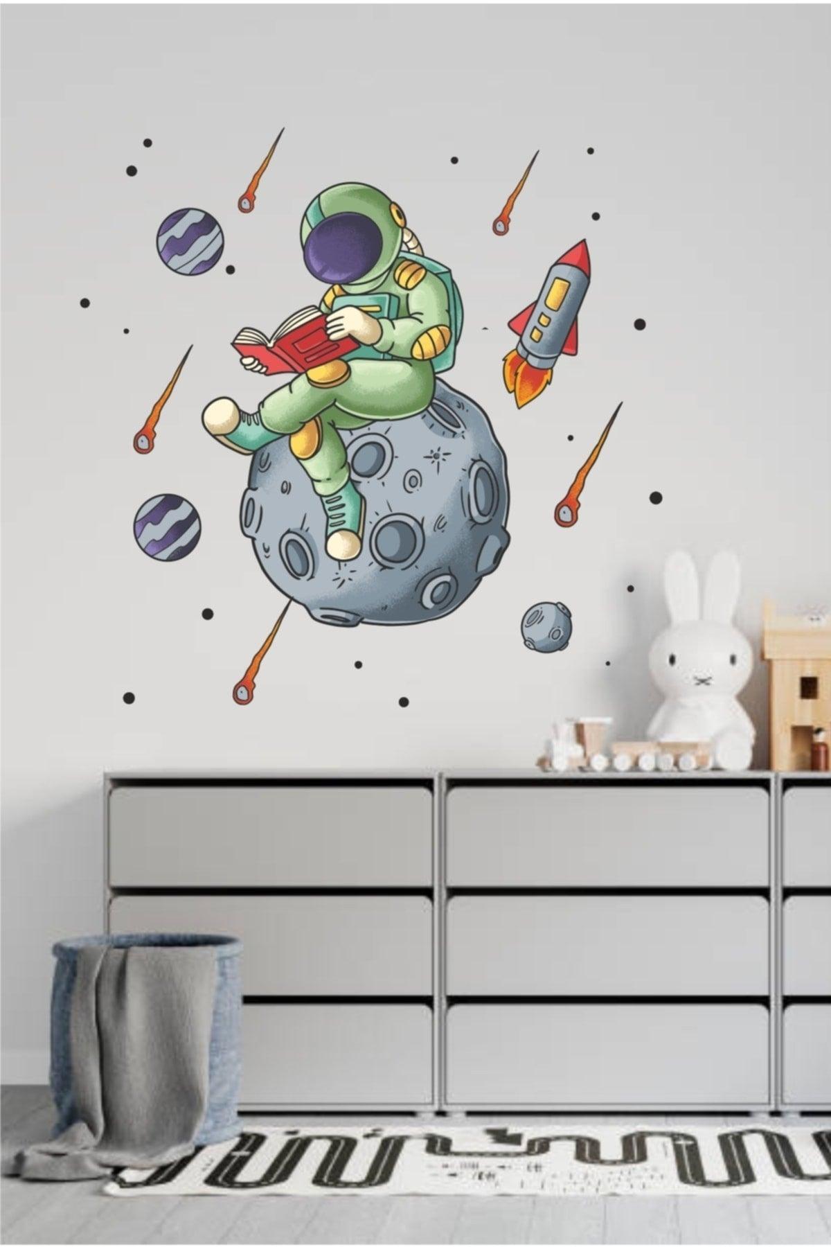 Astronaut Reading Book Kids Room Wall Sticker - Swordslife