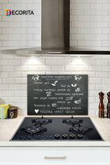 Kitchen Rules - Chalkboard Look | Glass Stove Back Protector | 40cm X 60cm - Swordslife