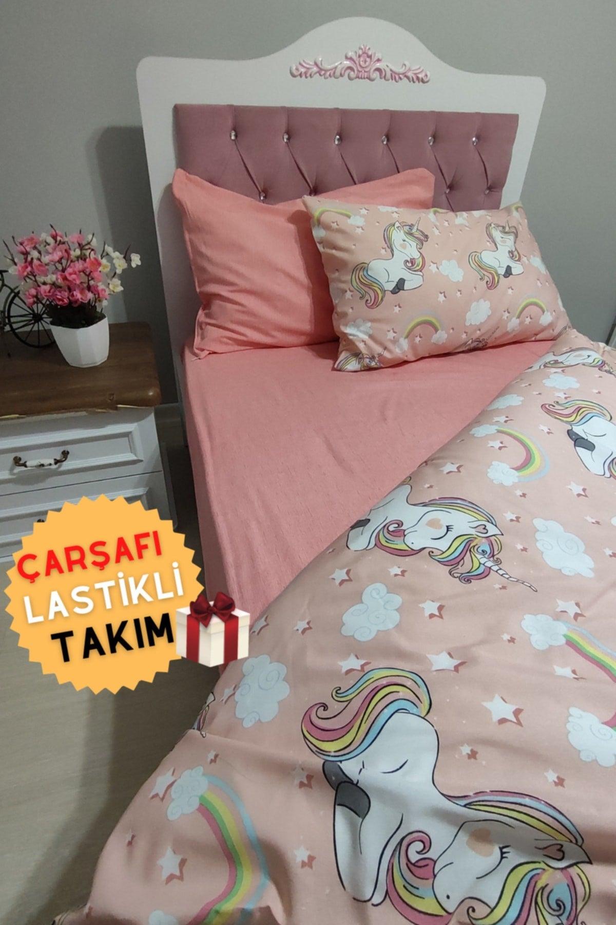 Girl Unicorn Elastic Fitted Sheet Single Duvet Cover Set - Swordslife