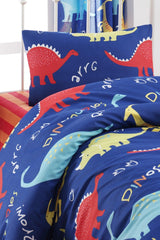 Easy-Iron Duvet Cover Set Single Dinosaur Blue - Swordslife