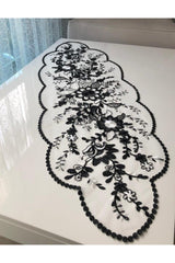 Cord Embroidered Tulle 5 Piece Set Black Cream - Swordslife