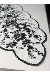 Cord Embroidered Tulle 5 Piece Set Black Cream - Swordslife
