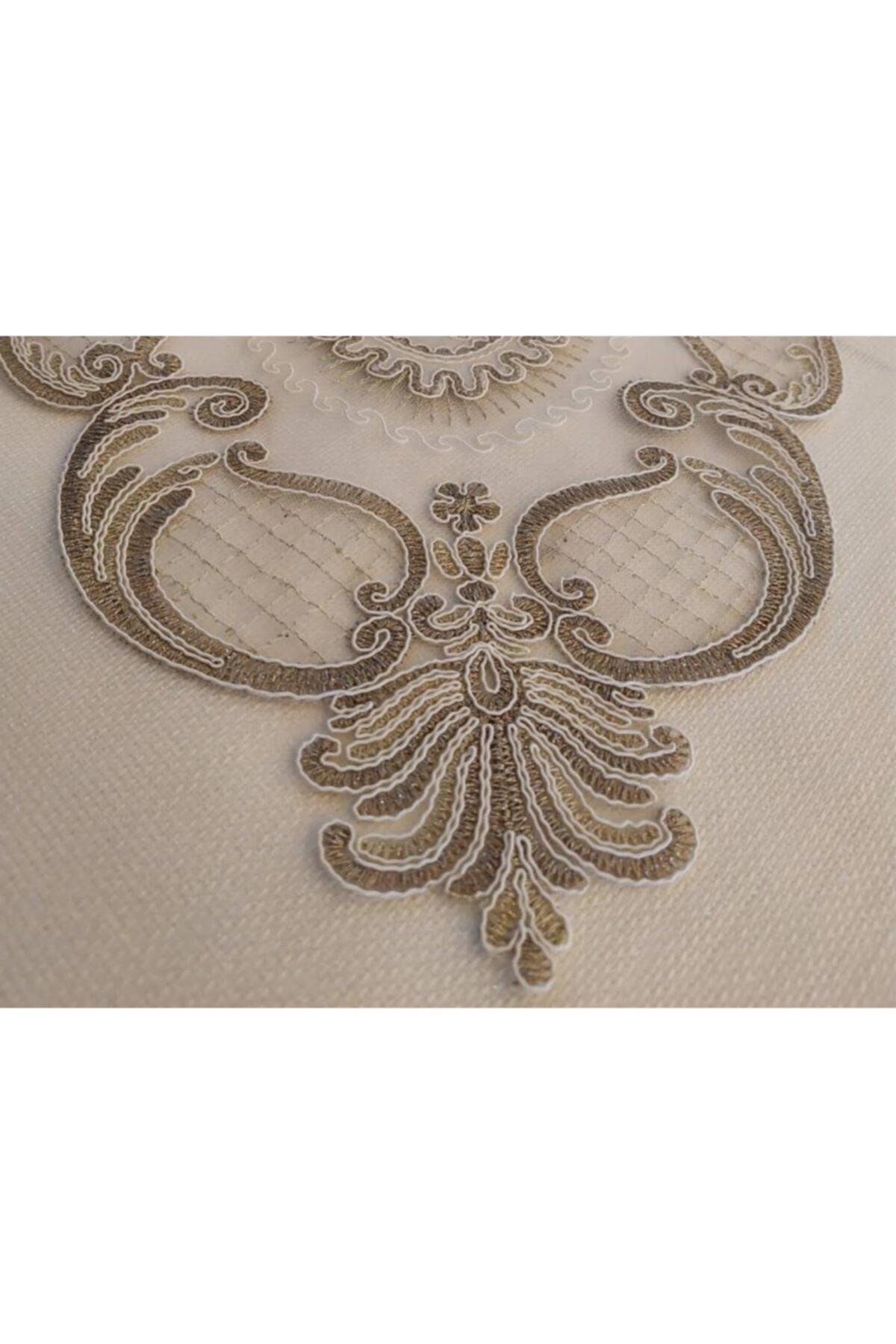 Cream Gold Silk Embroidery Bedroom Set - Swordslife