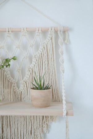 Cream Macrame Shelf Wall Ornament Wall Shelf - Swordslife