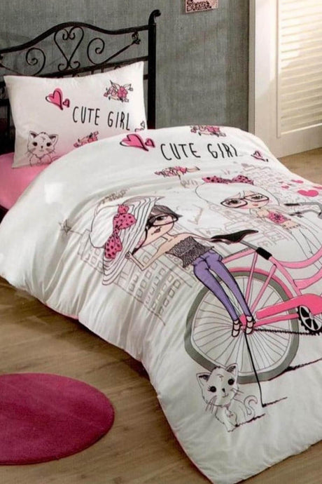 Kristal Ranforce Single Duvet Cover Set Cute Girls - Swordslife