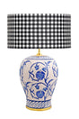 Kty-srm01 Blue Blanc Ceramic Lampshade - Black White Plaid - Swordslife