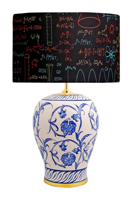 Kty-srm01 Blue Blanc Ceramic Lampshade - Chemistry Formula Patterned - Swordslife