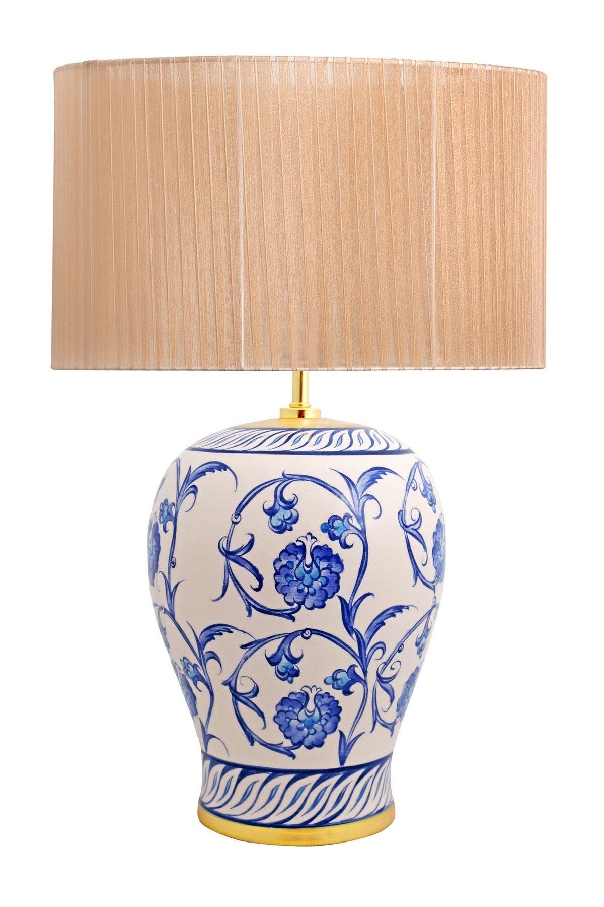 Kty-srm01 Blue Blanc Ceramic Lampshade - Organza Cinnamon - Swordslife