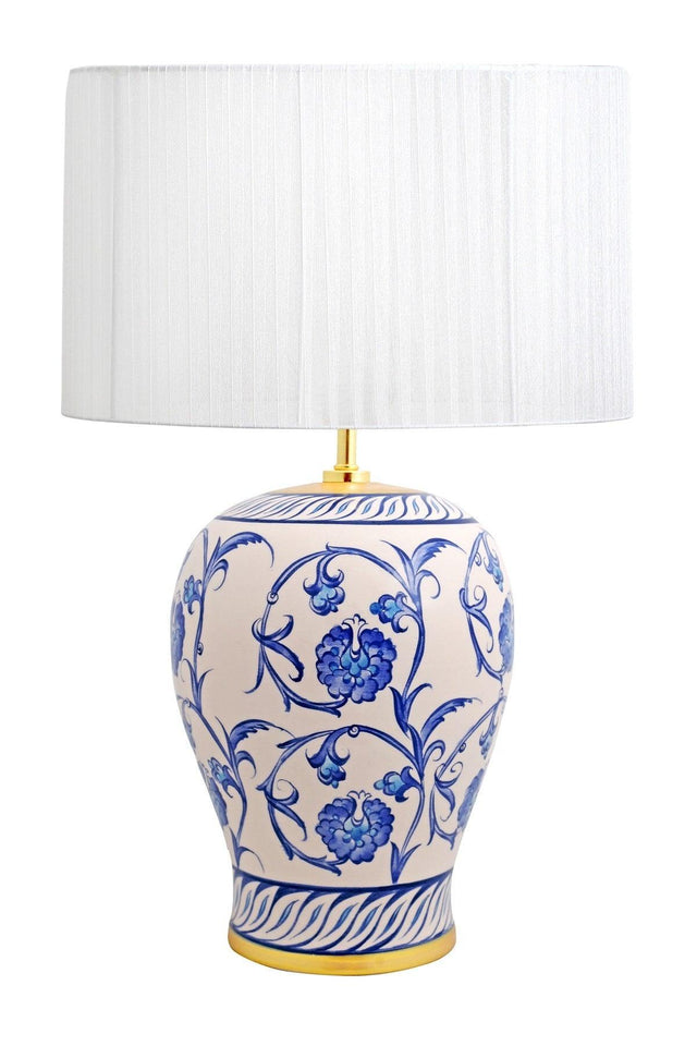 Kty-srm01 Blue Blanc Ceramic Lampshade - White Organza - Swordslife