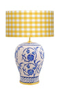 Kty-srm01 Blue Blanc Ceramic Lampshade - Yellow White Plaid - Swordslife