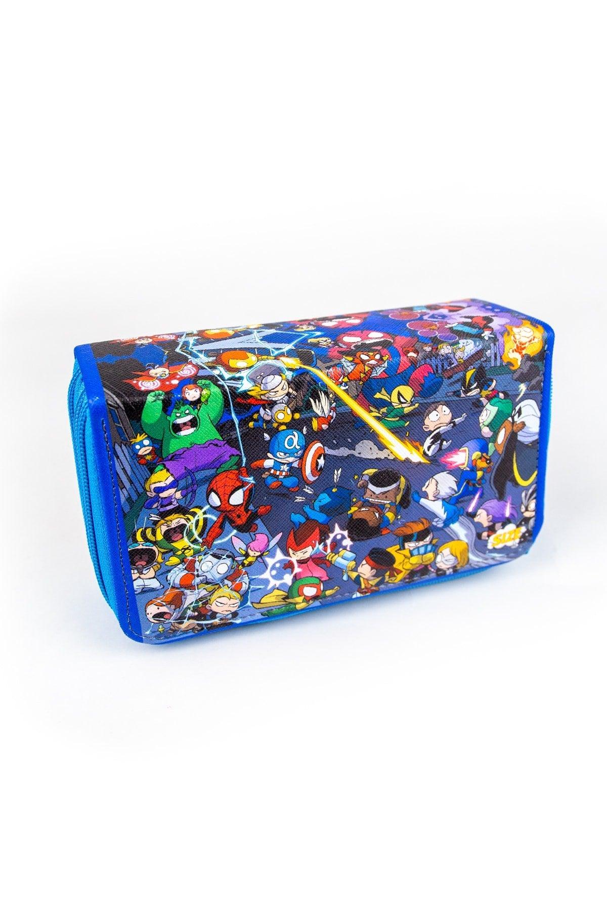 Pencil Case Kids Heros Three Compartment Vegan Leather