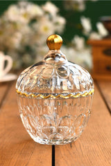 Art - Gold Glass Covered Sugar Bowl - Spice Bowl