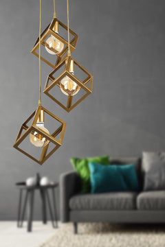 Modern cube chandelier with metal frame and electrostatic paint