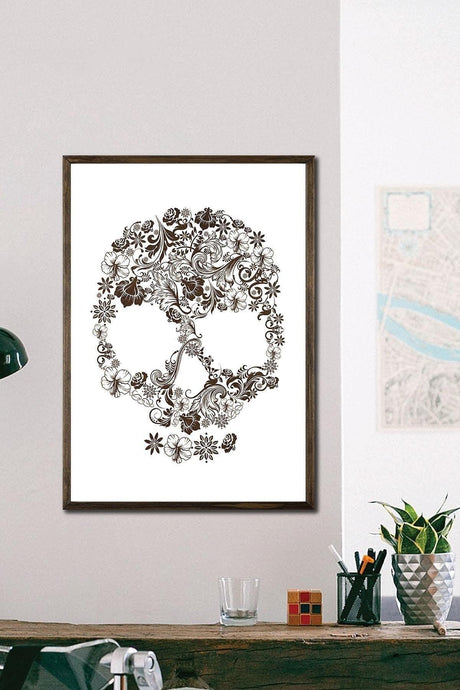 Wood Scraping With Skull Decorative Frame , Home Office Wall Board - Swordslife