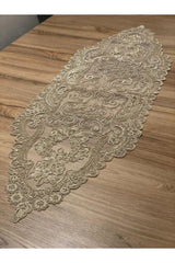 Lace Detailed Cappuccino Runner (110x35cm) - Swordslife