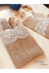 Lacy Handmade Jute Fabric 12 Pieces Cutlery - Swordslife