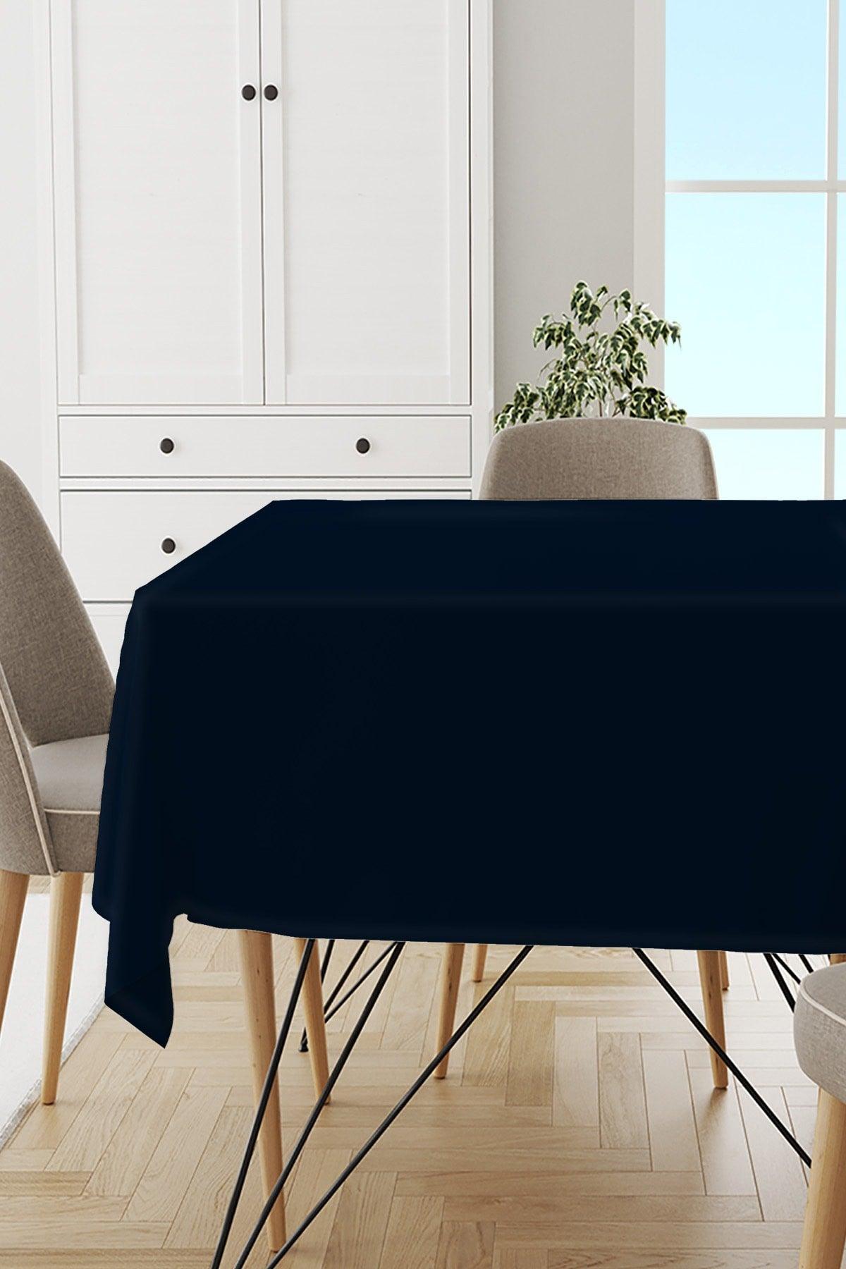 Navy Blue Plain Table Cloth Thai Feather Velvet Stain Resistant Washable Woven Fabric Plain Solid Color Mso022 - Swordslife