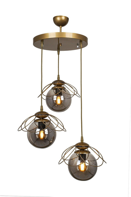 Alaca 3rd Chandelier Tumbled Smoked Glass - Swordslife