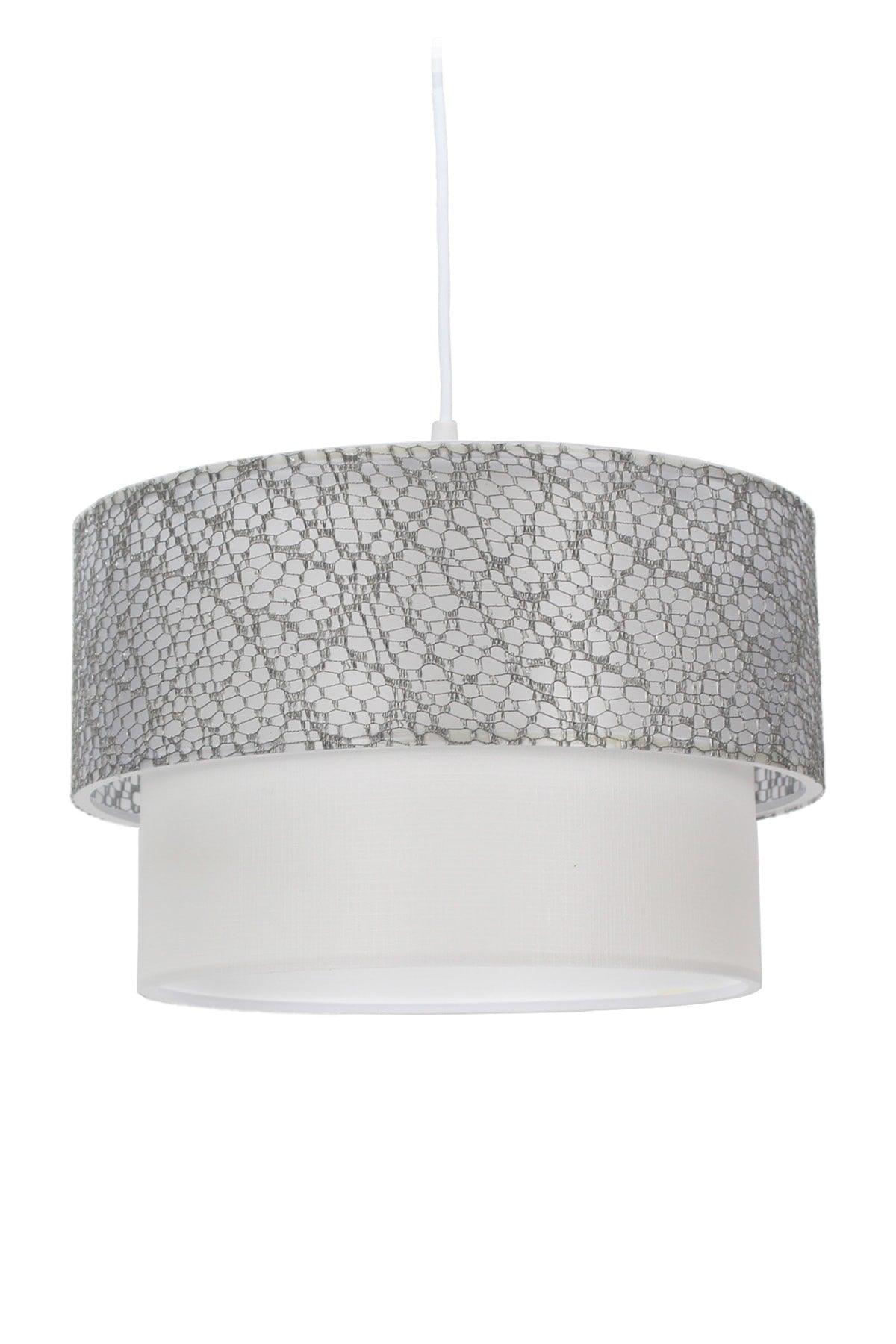 Lacy Gray Triple Lampshade And Chandelier Set Bedroom Lighting - Swordslife