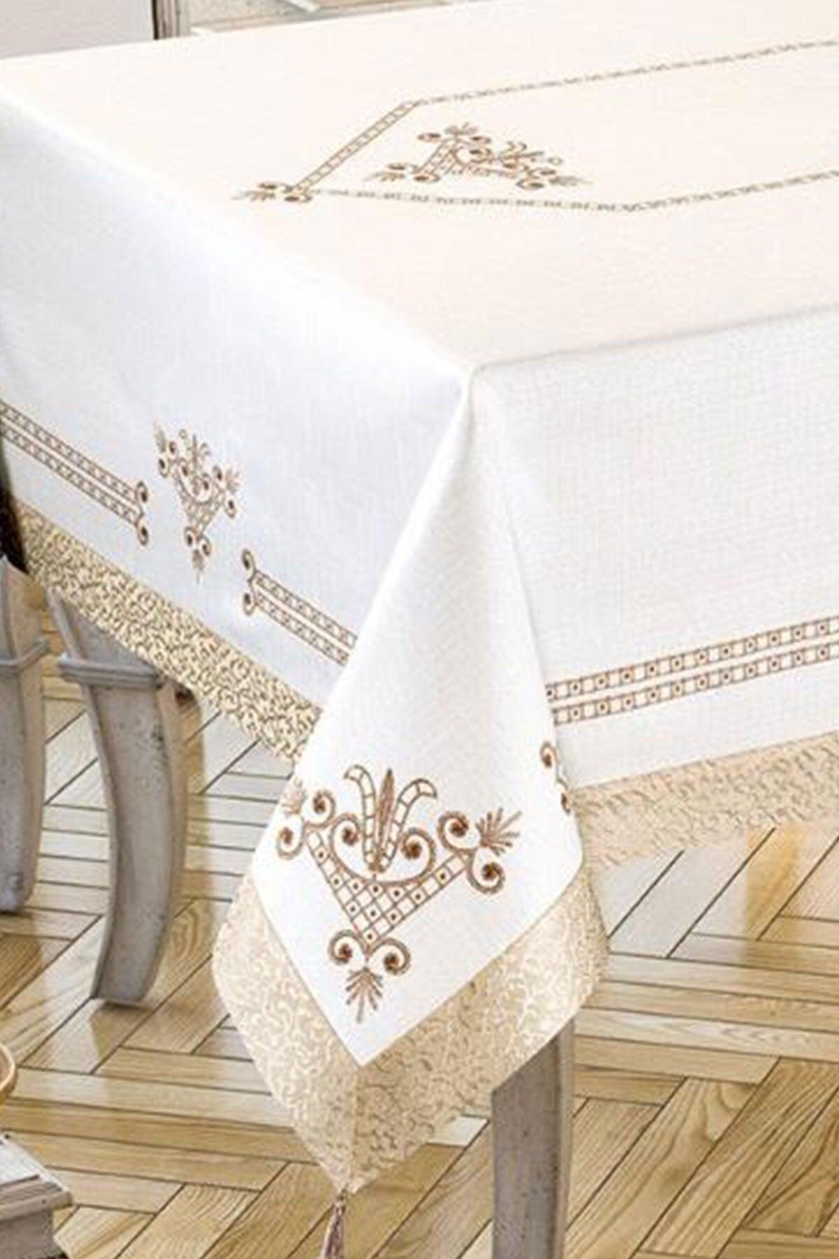 Tulip Printed Rectangle Table Cloth Gold - Swordslife