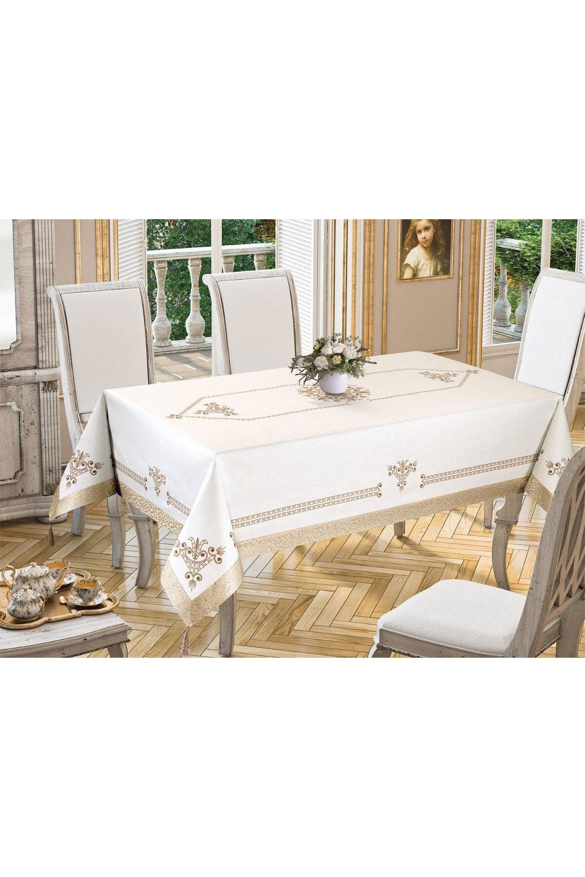 Tulip Printed Rectangle Table Cloth Gold - Swordslife