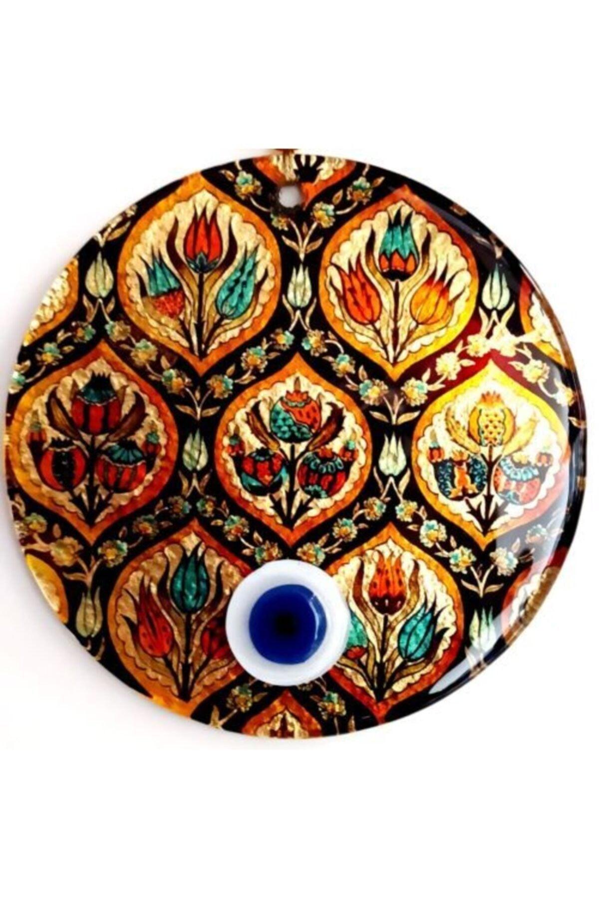 Tulip Flower Patterned Evil Eye Beads Wall Ornament, Glass Souvenir, 15 Cm Decorative Amulet - Swordslife