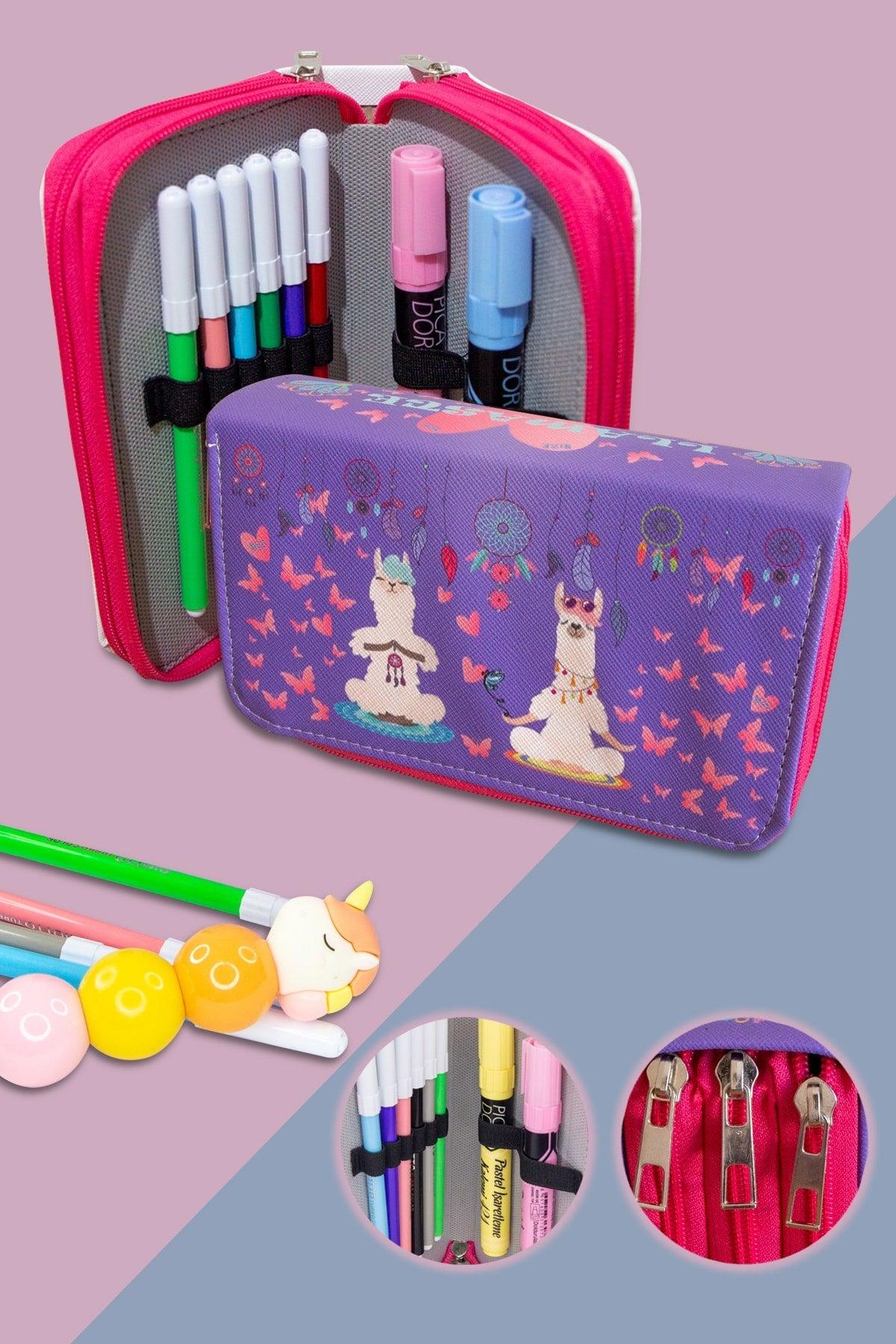 Lamaste Lama Three Compartment Pencil Case