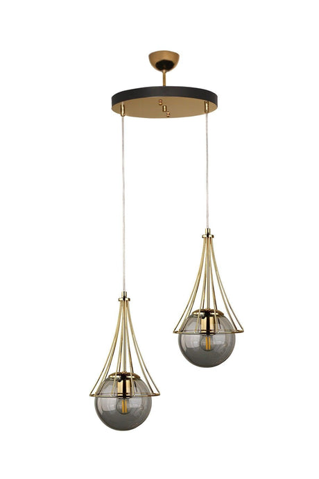 Lapis 2.li Chandelier Gold-smoked Globe Glass