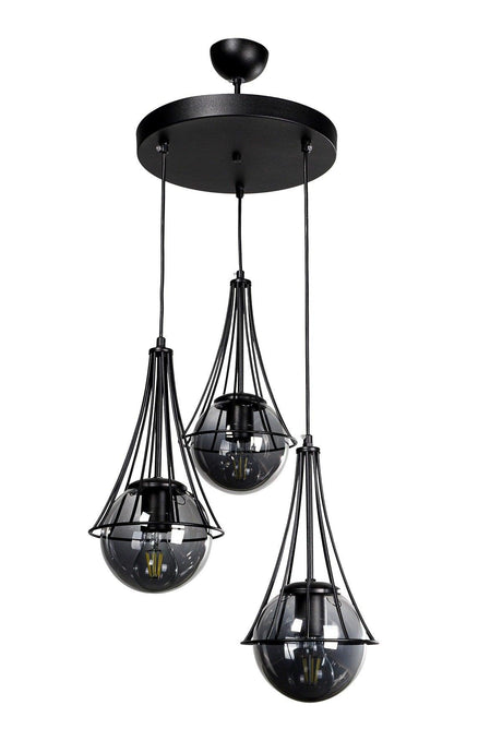 Lapis 3rd Black-smoked Globe Glass Chandelier - Swordslife