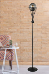 Lapis Adjustable Floor Lamp Black Smoked Glass - Swordslife