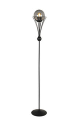Lapis Adjustable Floor Lamp Black Smoked Glass - Swordslife