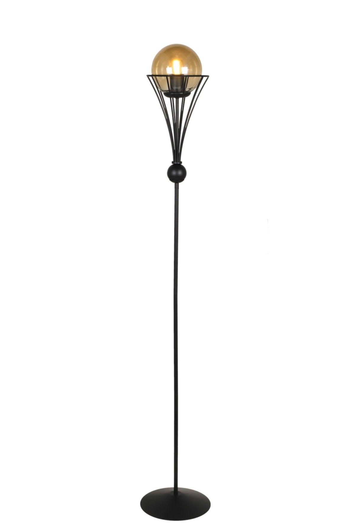 Lapis Adjustable Floor Lamp Black Honey Glass - Swordslife