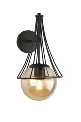 Lapis Sconce Black Honey Globe Glass - Swordslife