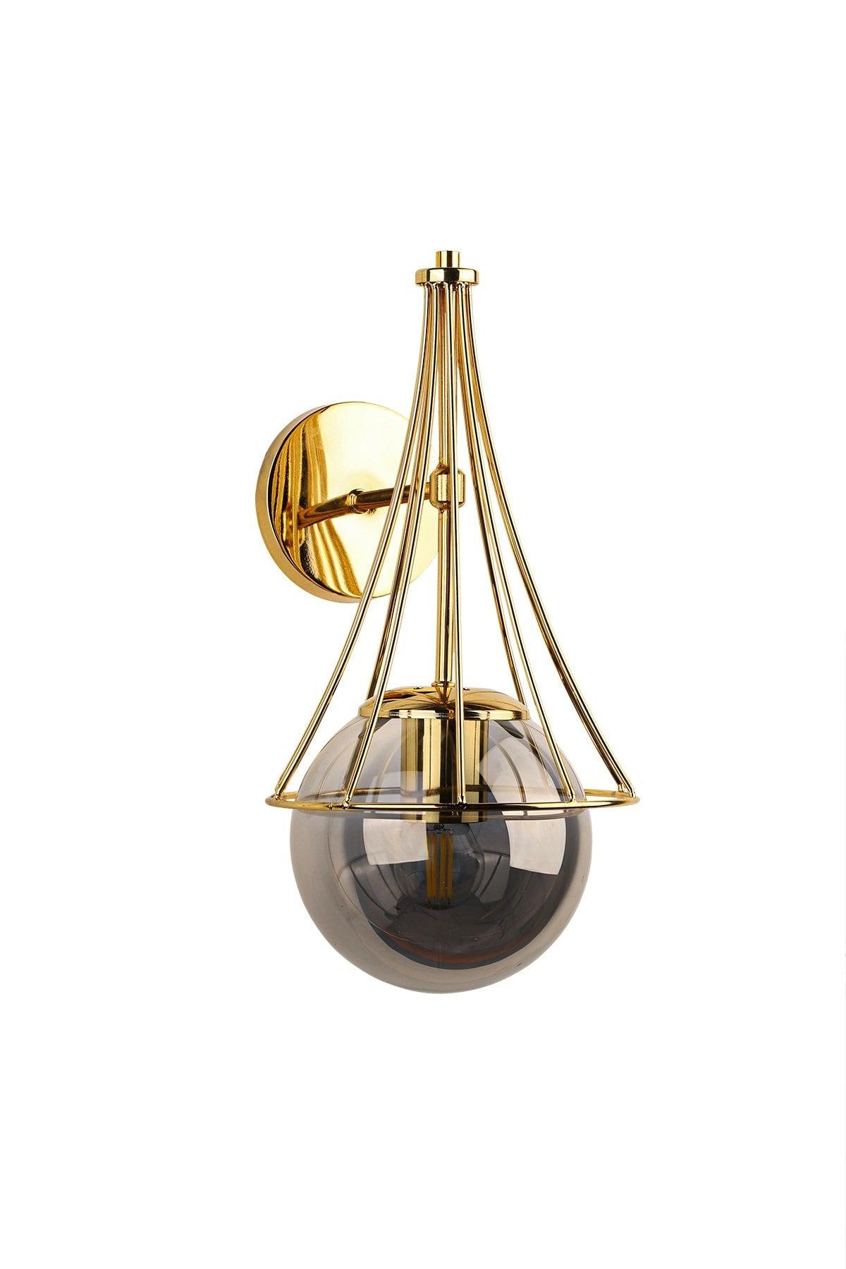 Lapis Sconce Gold Smoked Globe Glass - Swordslife