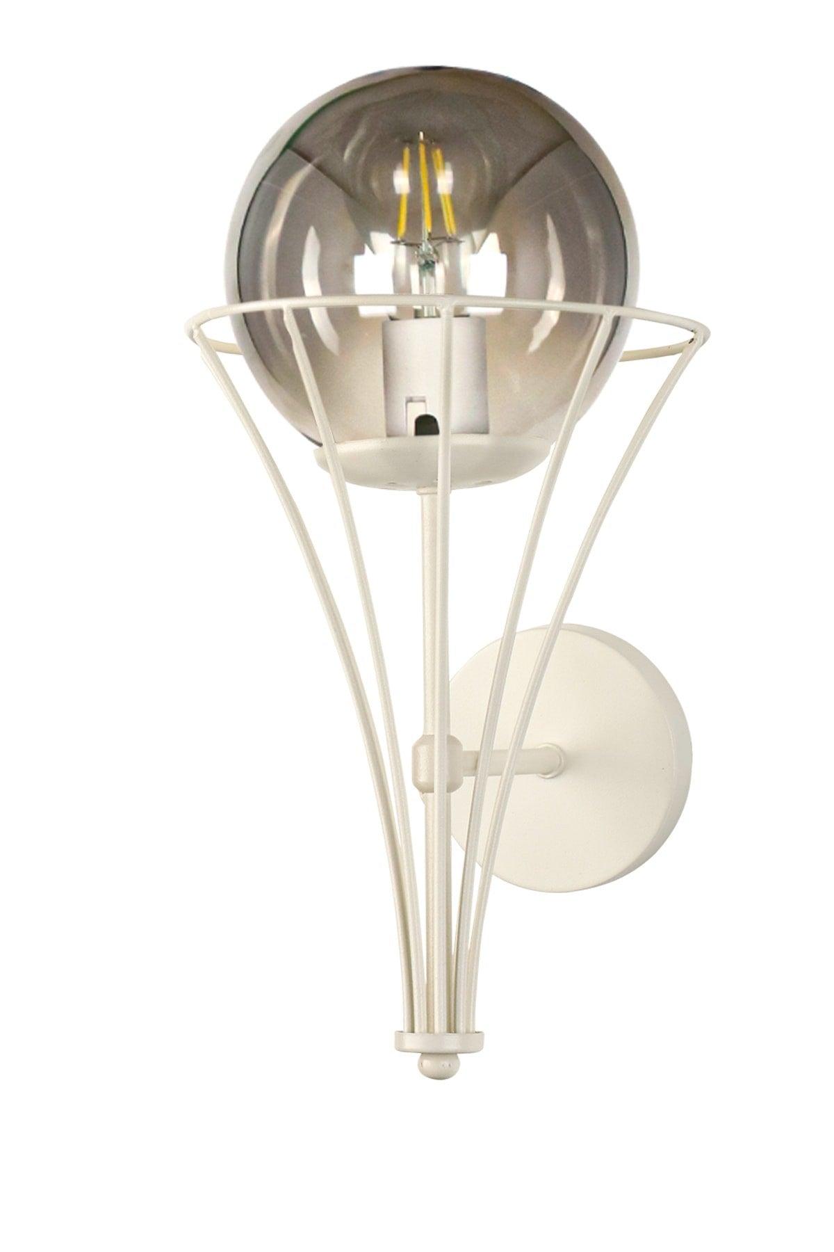 Lapis Sconce White Smoked Globe Glass - Swordslife
