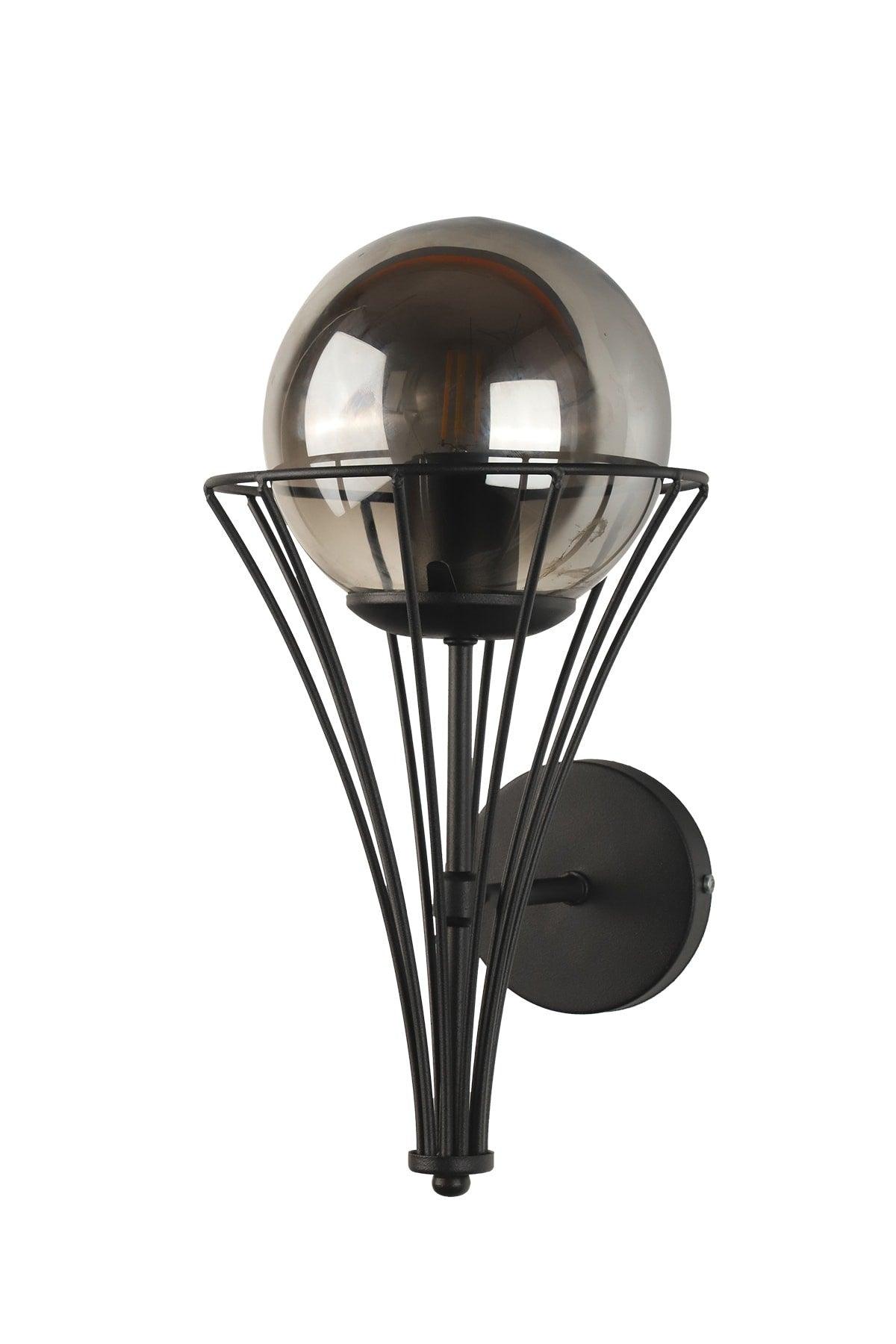 Lapis Sconce Black Smoked Globe Glass - Swordslife